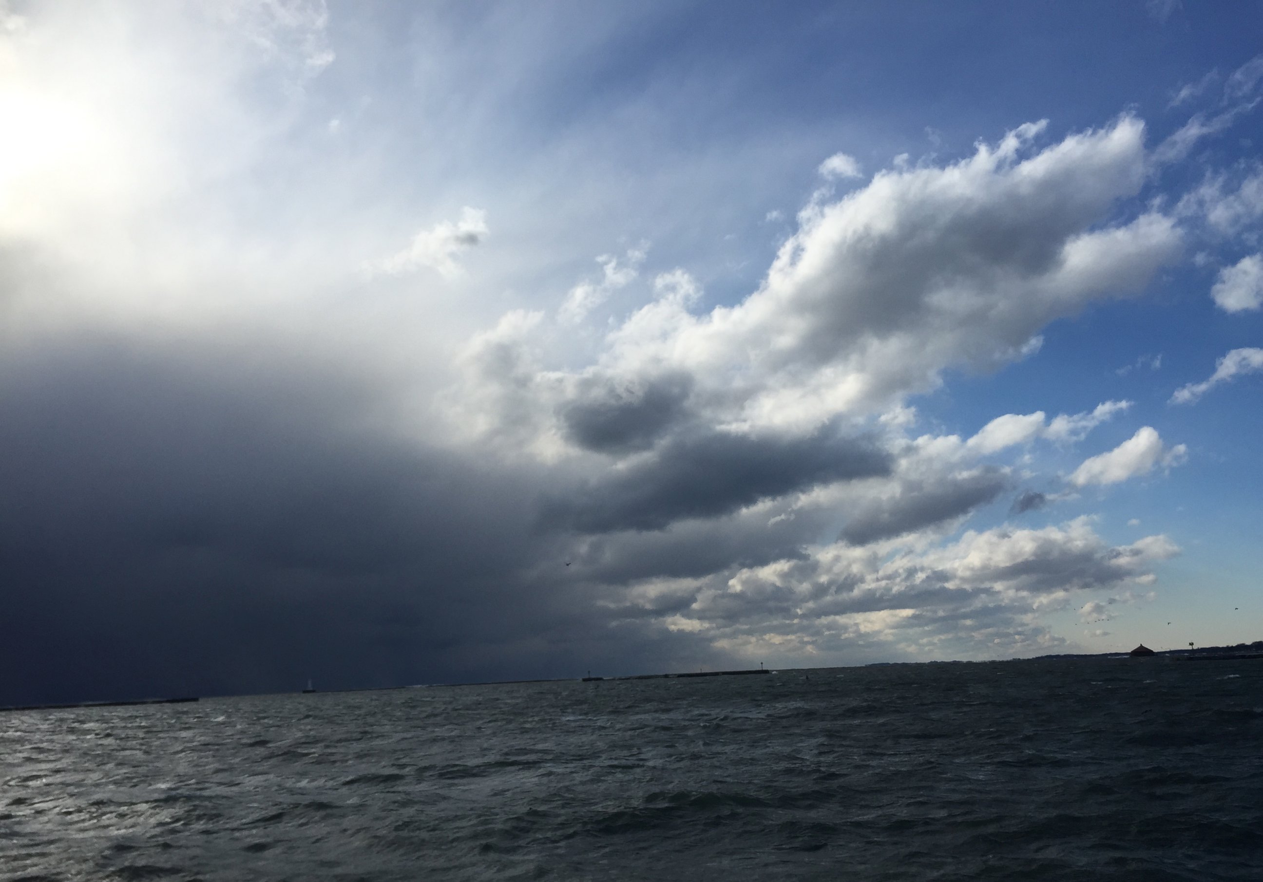 PHOTO: Clouds over Lake Ontario, Nov. 18, 2014. Buffalo is being hit by a large amount of lake effect snow.