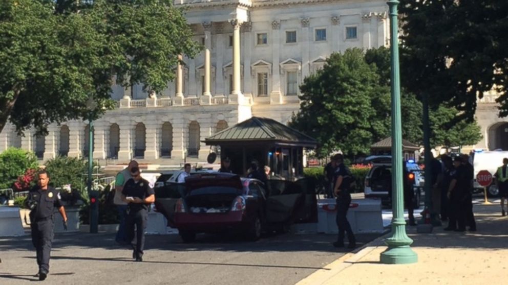 A car crash at the US Capitol, July 31, 2015. 