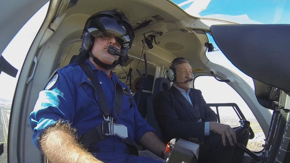 PHOTO: ABC News Chief Investigative Correspondent Brian Ross flies with the non-profit Texas-based air ambulance service CareFlite.