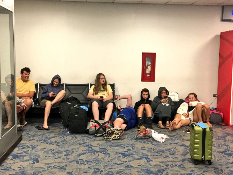 Passengers were stranded at the Charlotte Douglas International Airport in Charlotte, North Carolina, after hundreds of flights were canceled.