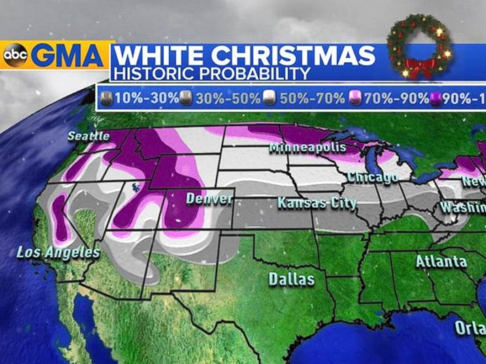 PHOTO: White Christmas: The historical probability of where across the country will have a white Christmas