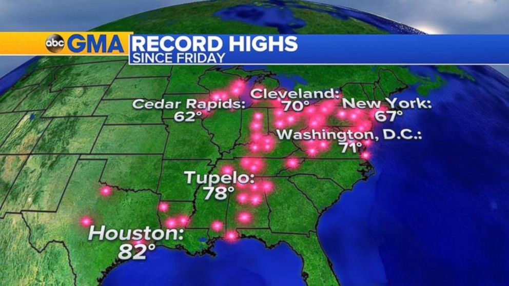 PHOTO: Record Highs: All the record highs that were broken over the weekend