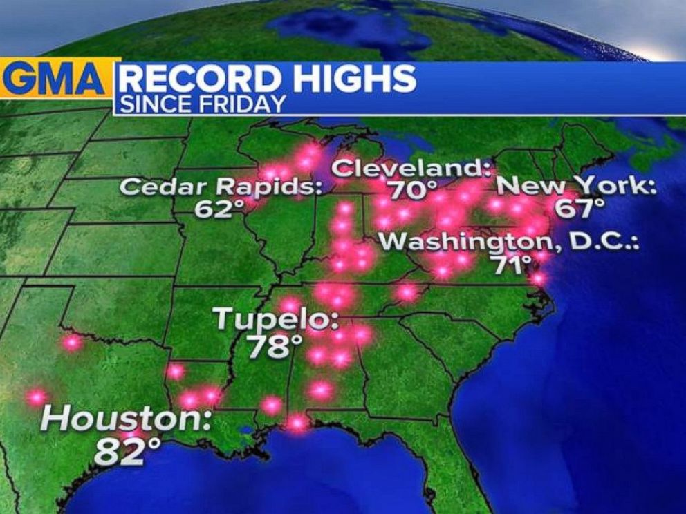 PHOTO: Record Highs: All the record highs that were broken over the weekend