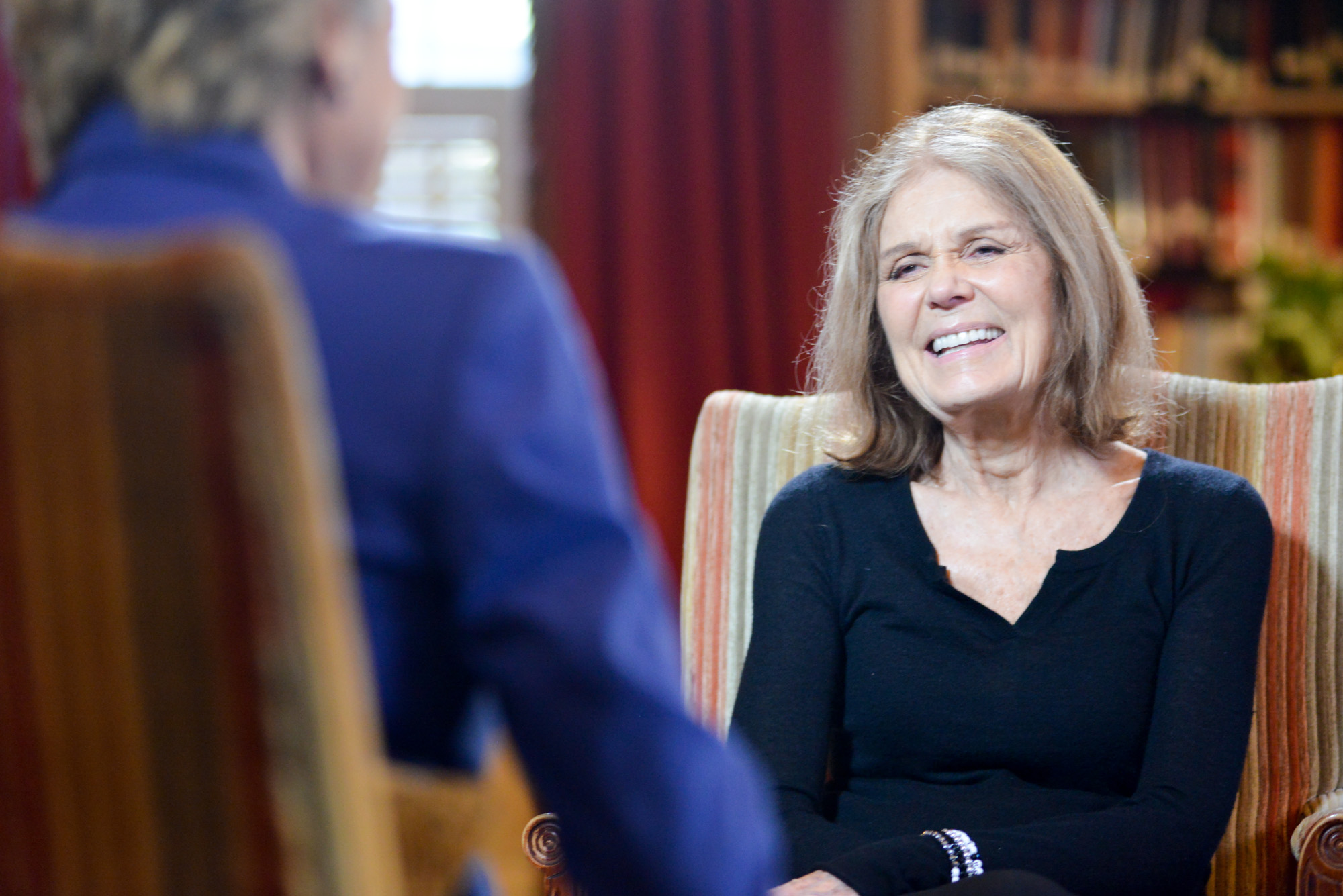 PHOTO: Cokie Roberts interviews Gloria Steinem for "This Week" at the University Club in Washington, Oct. 29, 2015