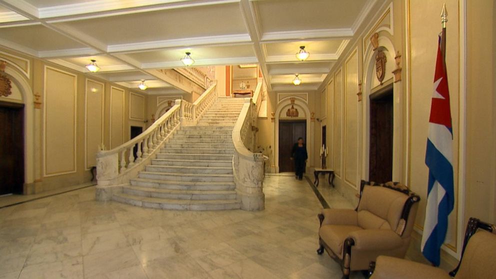 PHOTO: Walking into the Cuba Interest Section, which was built in 1917, a grand marble staircase greets you.