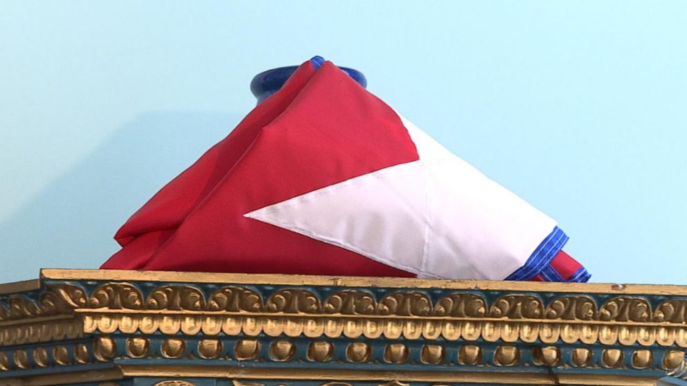 PHOTO: The Cuban interest section already has the flag they will fly once they are declared an embassy. 