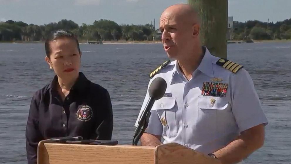 PHOTO: Coast Guard Capt. Mark Fedor speaks during a press conference on Oct 7, 2015.