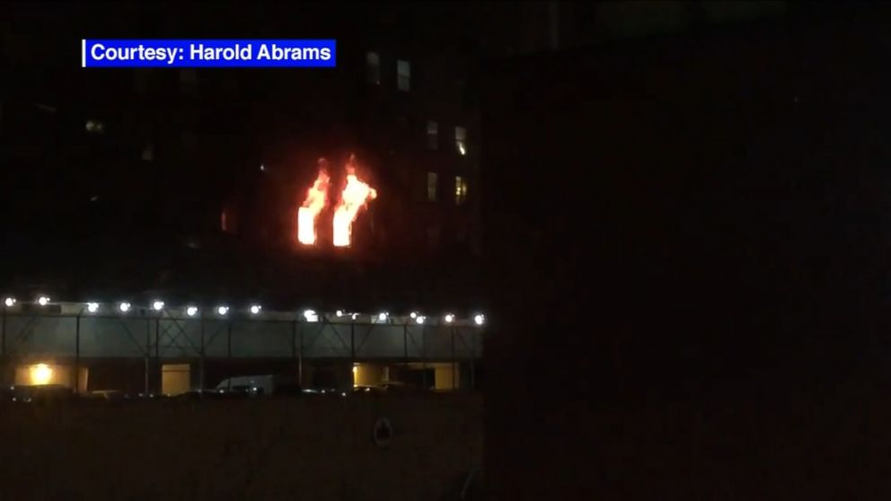 PHOTO: A four-alarm fire broke out at a Manhattan high-rise on December 22, 2016. This image is from WABC-TV.