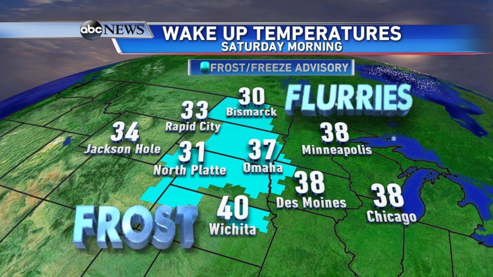 PHOTO: 7 states are under frost and freeze warnings for Saturday morning.