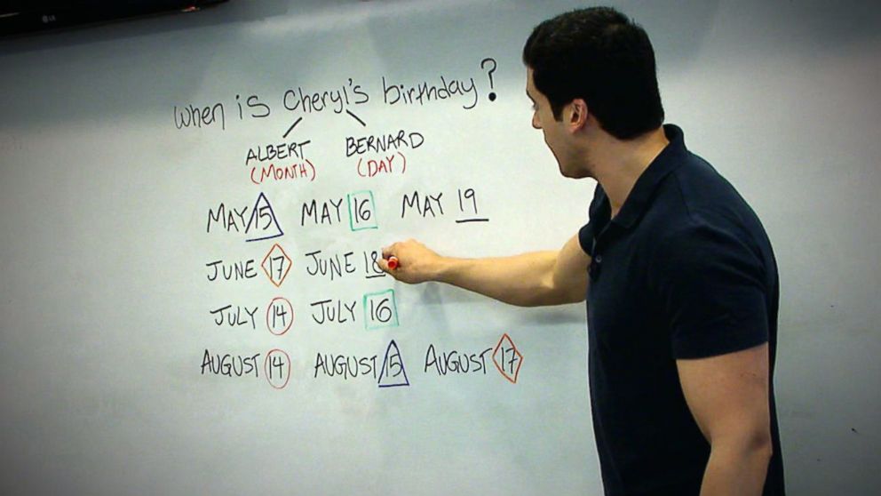 PHOTO: ABC News' Gio Benitez solves the Singapore math problem, "When is Cheryl's Birthday?"