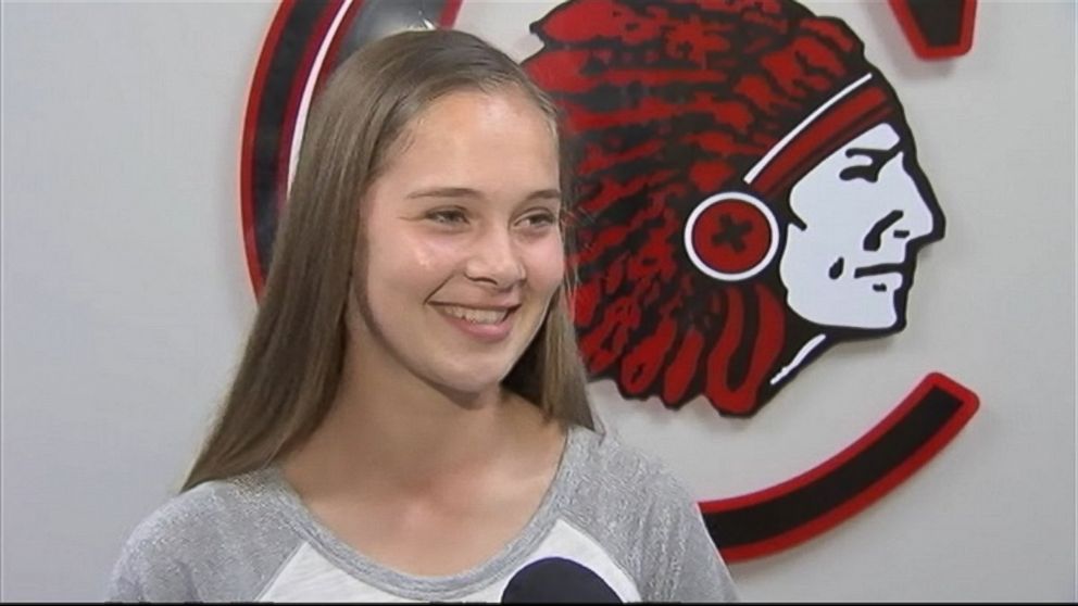 PHOTO: Samantha Staudt, seen in this screen grab, had two hole-in-ones during her high school match, Sept. 23, 2014.