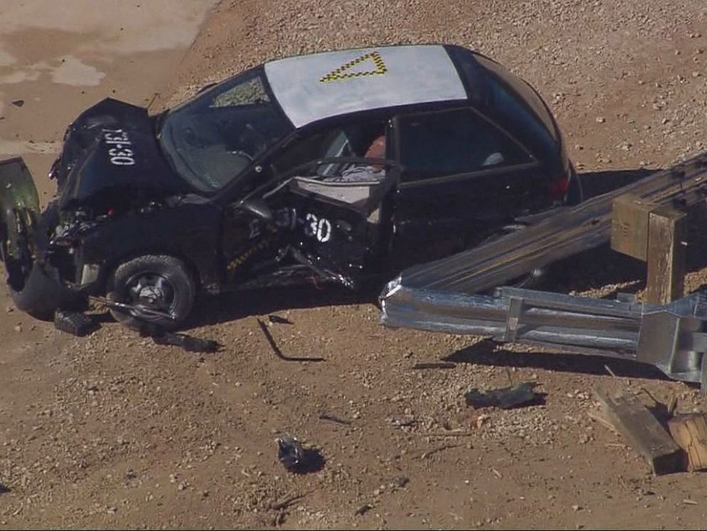 PHOTO: Helicopter footage shows the eighth crash test of the ET-Plus guardrail system.