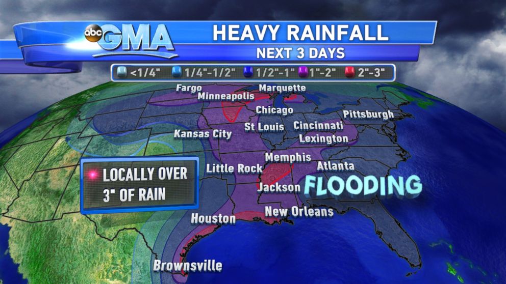 PHOTO: The Eastern U.S. should expect heavy rainfall and flooding over Labor Day weekend.