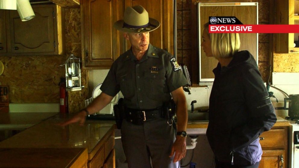 New York State police Maj. Charles Guess shows ABC News' Linzie Janis inside a hunting cabin in Malone, New York, where authorities believed Richard Matt spent some time.