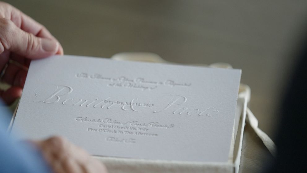 A wedding invitation from what Benita Alexander said was supposed to be a grand fairytale Italian wedding between her and Paolo Macchiarini.