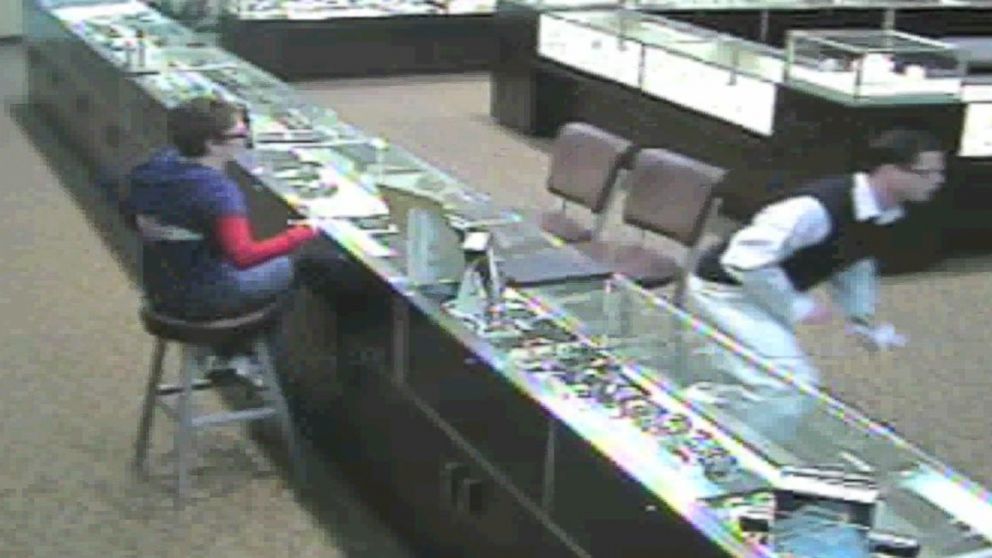 Police say Jack Cannon is seen here in the white shirt running from The Jewelers in Las Vegas on March 5, 2011.