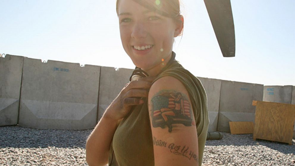 "The Army's always going to be a part of my life," said Kristen Morley, 19, Pleasant Hill, Ohio. Morley and her best friend got matching pin-up girl tattoos.