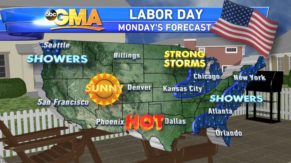 PHOTO: The Labor Day forecast calls for showers in the Eastern states.