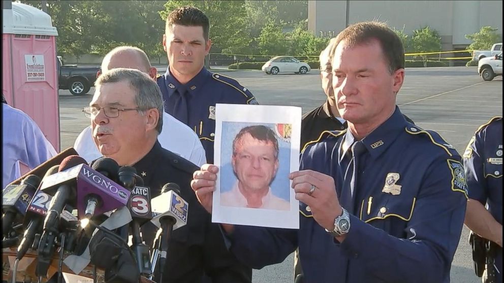 PHOTO: A photo of John Houser, who shot several people in a Lafayette movie theater on July 23, 2015, is shown during a press conference, July 24, 2015. 