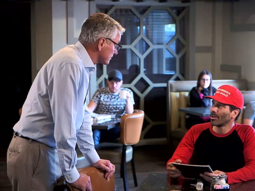 Actors Michael and Brian in character during an episode of What Would You Do?