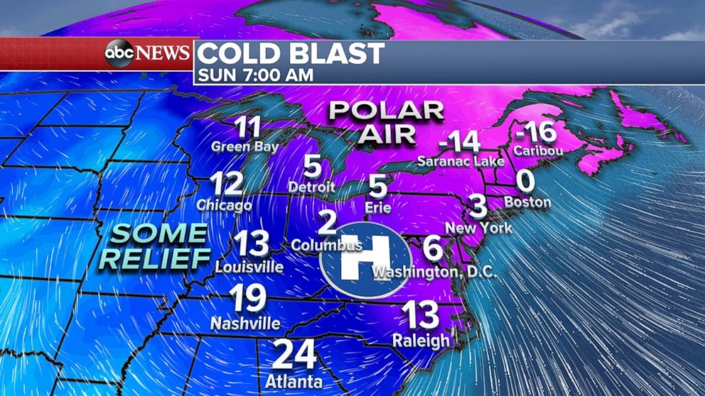 PHOTO: Some relief from the bitter cold is in sight for parts of the Midwest and East Coast. 
