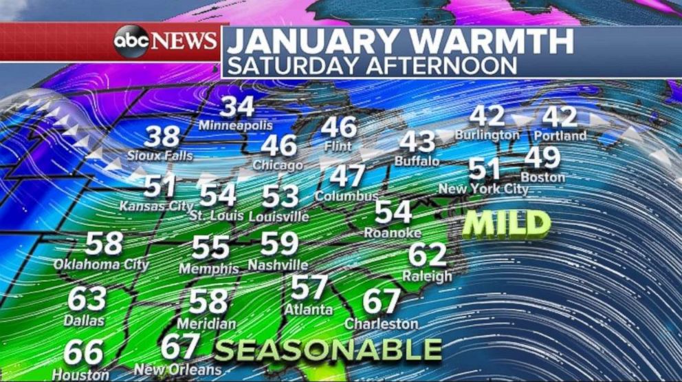 PHOTO: Parts of the Northeast will experience mild temperatures on Saturday afternoon.