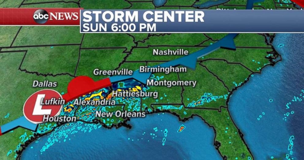 PHOTO: It'll be stormy along the Gulf Coast through Sunday night.
