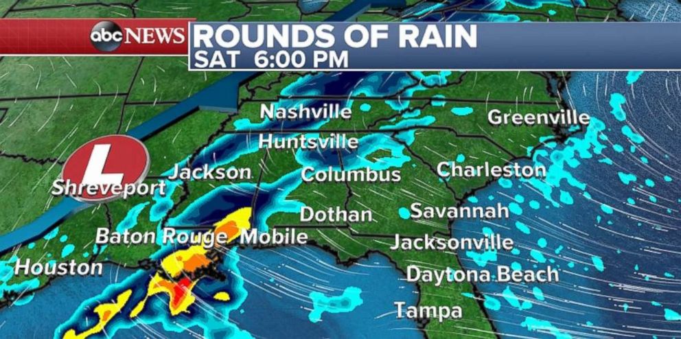 PHOTO: Parts of the Southeast will be experience rain Saturday.