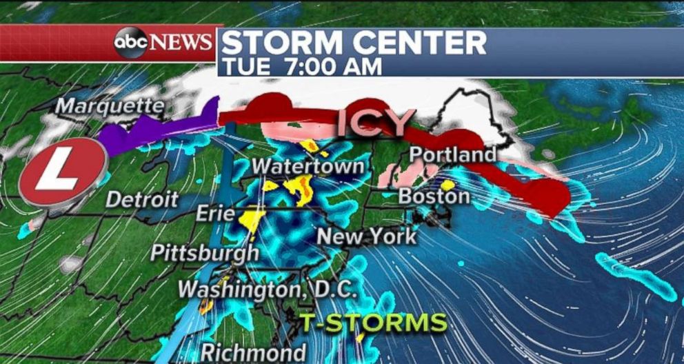 PHOTO: It'll be a stormy Tuesday for parts of the Northeast.
