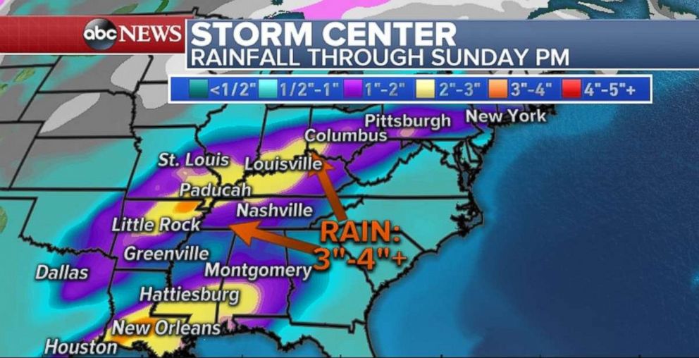 PHOTO: Cities such as Louisville, Kentucky, and Little Rock, Arkansas, will experience heavy rainfall this weekend.