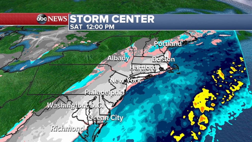 PHOTO: The Northeast will start to receive snowfall on Saturday morning. 