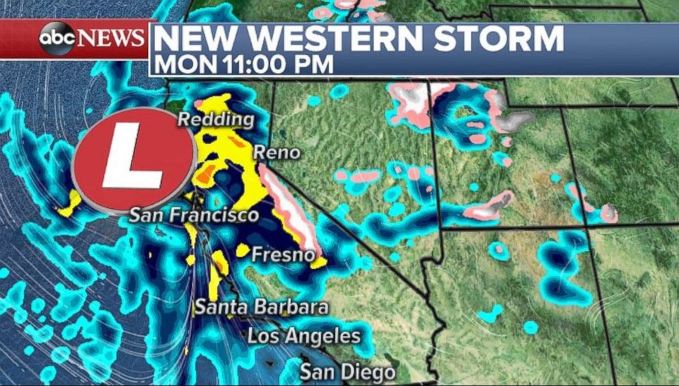 PHOTO: A new storm will hit the West Coast on Monday.