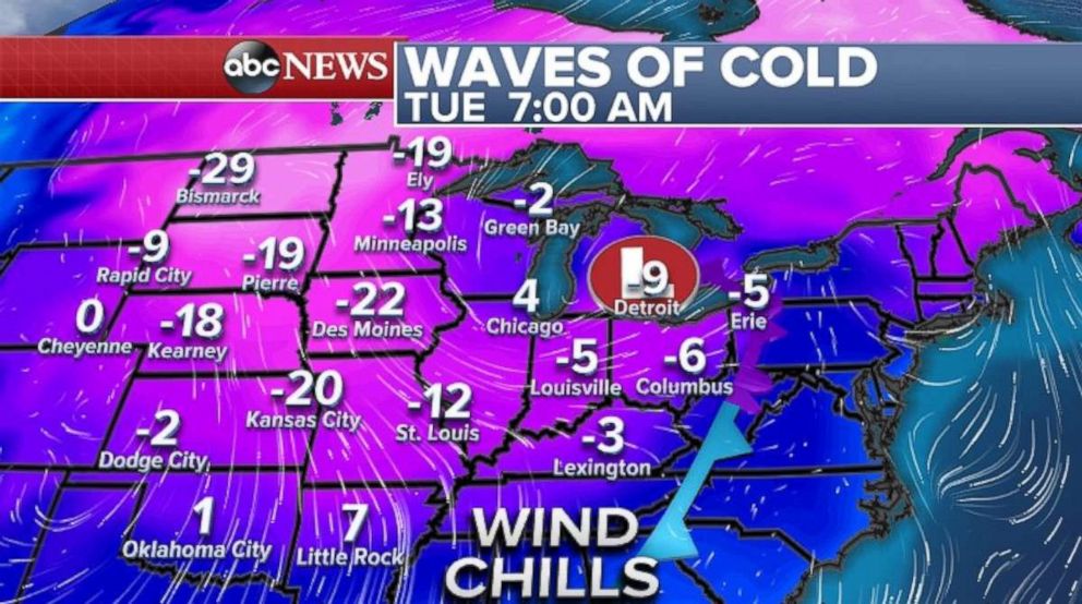 PHOTO: It's going to be very chilly in in the Great Lakes region and Central U.S.