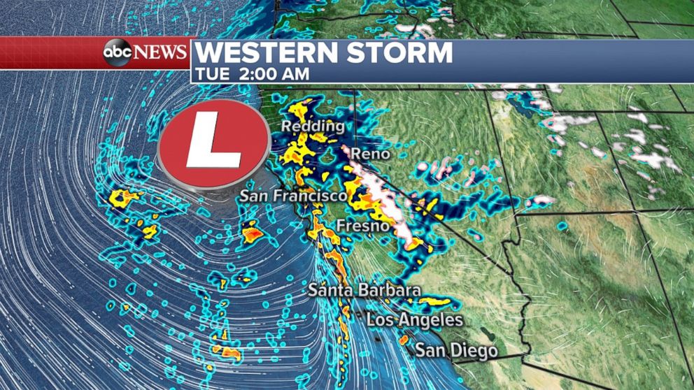 PHOTO: The storm taking aim at the West Coast means a wet beginning of the week.