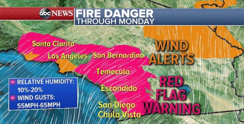 PHOTO: The fire danger in Southern California will increase through Monday.