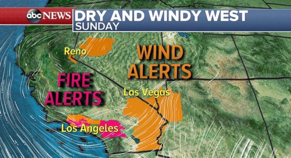 PHOTO: Fire and wind alerts are in place for parts of southern California. 