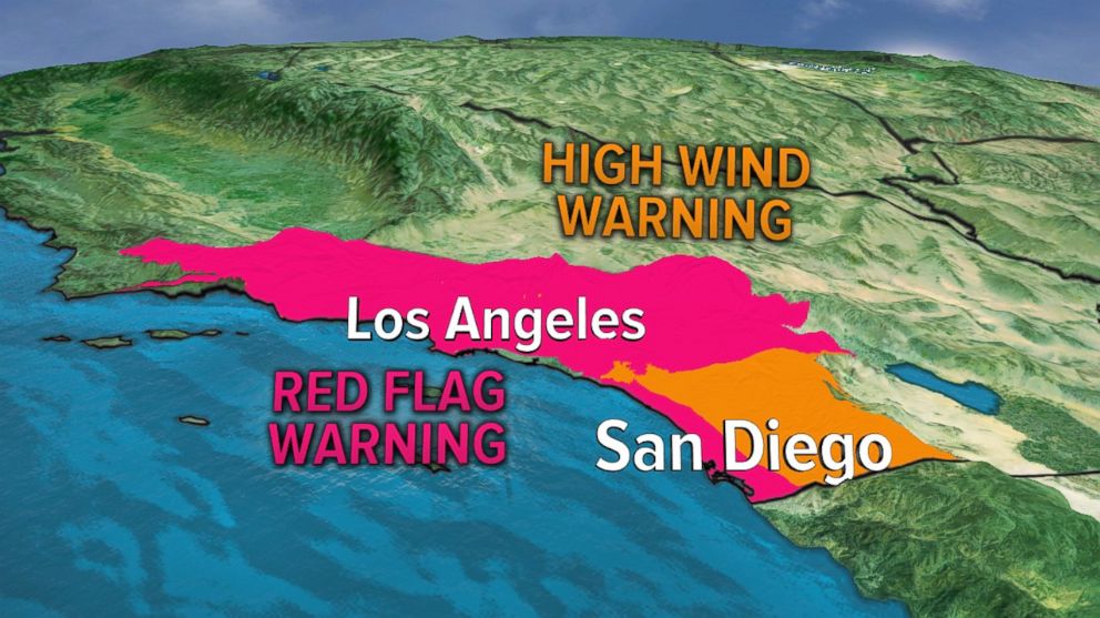 PHOTO: High wind and red flag warnings remain in effect for Southern California. 