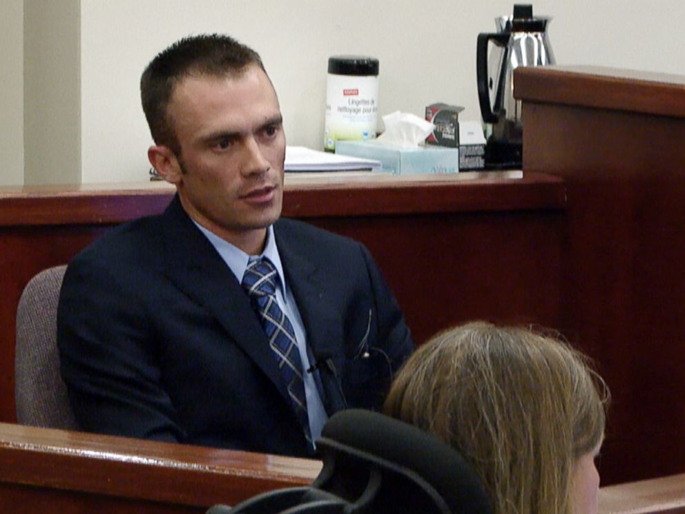 PHOTO: Michele Williams son Andrew OBrien is seen on the stand testifying for the prosecution at his mothers murder trial.