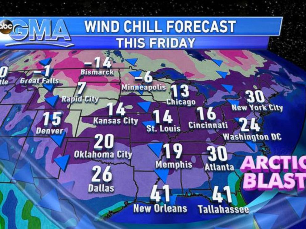 PHOTO: A cold blast will even reach Texas and the Gulf Coast.