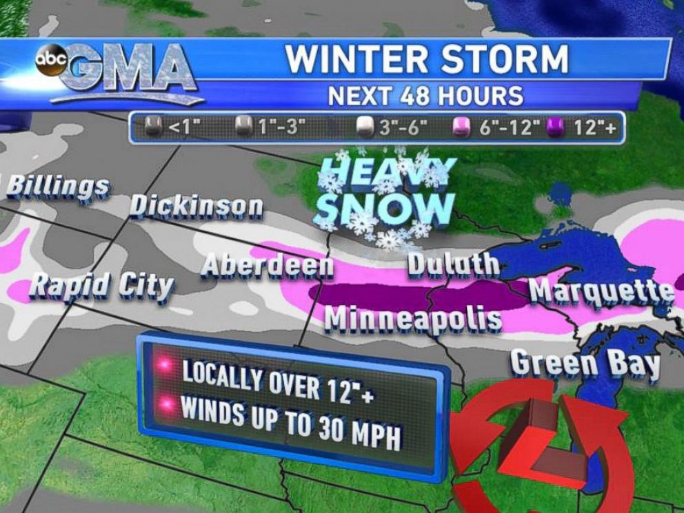 PHOTO: A low pressure from the Northern Rockies will strengthen into a major winter storm in the Northern Plains and western Great Lakes.