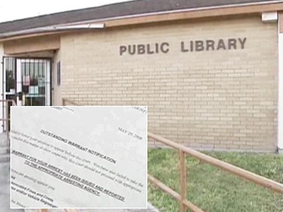 Video: Texas man jailed for unpaid library fine.