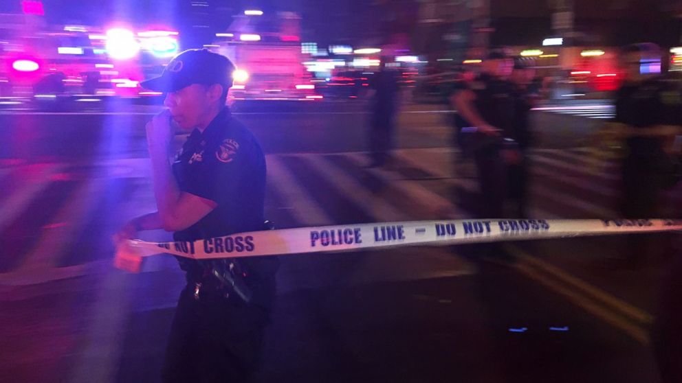 New York Police Department officers secure the scene of a reported explosion Saturday, September 17, 2016.