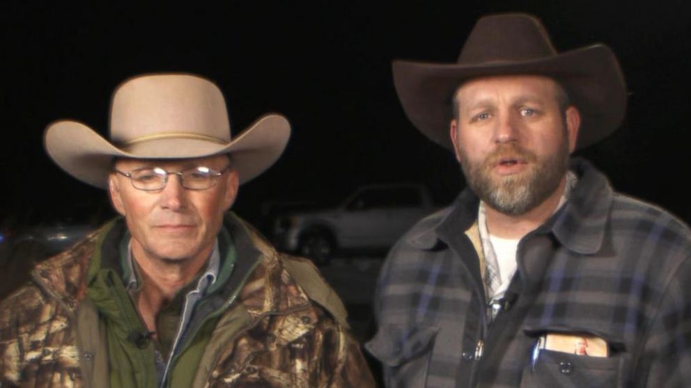 PHOTO: Lavoy Finicum and Ammon Bundy speak with "Good Morning America" on Jan. 4, 2016 from the Malheur National Wildlife Refuge facility near Burns, Ore.