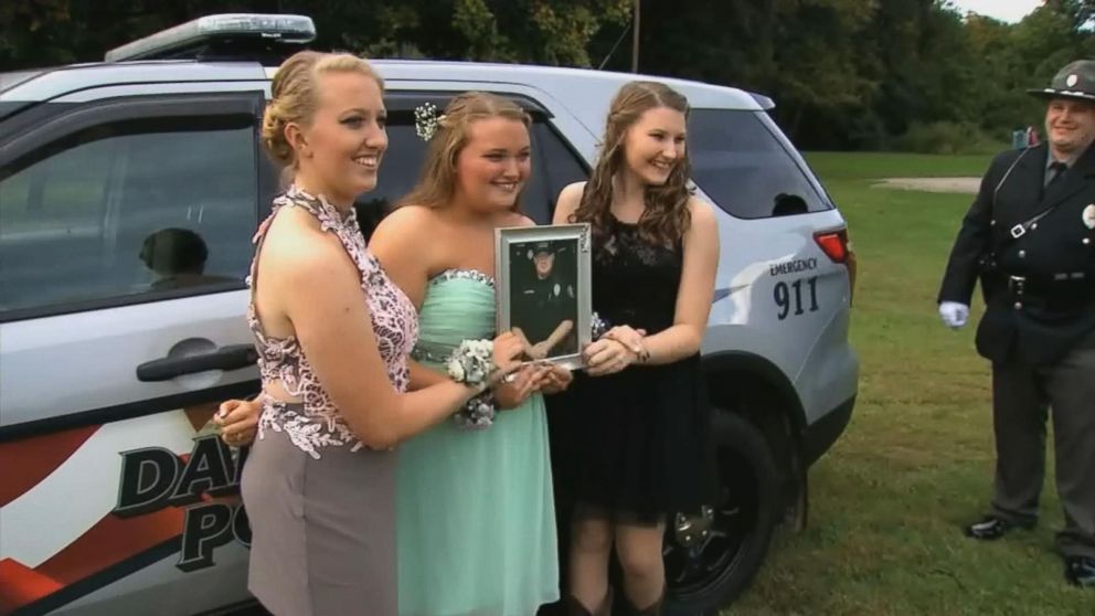 PHOTO: The daughters of fallen Officer Thomas Cottrell were escorted to their homecoming dance by members from the Danville Police Department. 