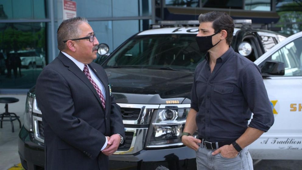PHOTO: Ron Hernandez, President of the Association for Los Angeles Deputy Sheriffs, is seen here in an interview with ABC News' Matt Gutman.