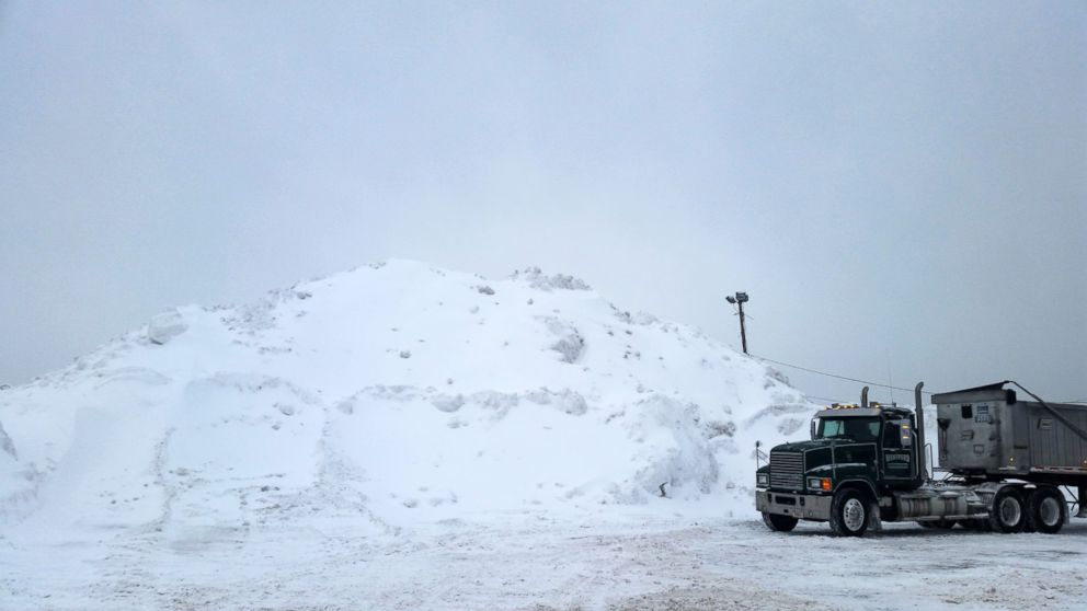 A snow pile in Boston, the product of a recent onslaught of winter storms. 