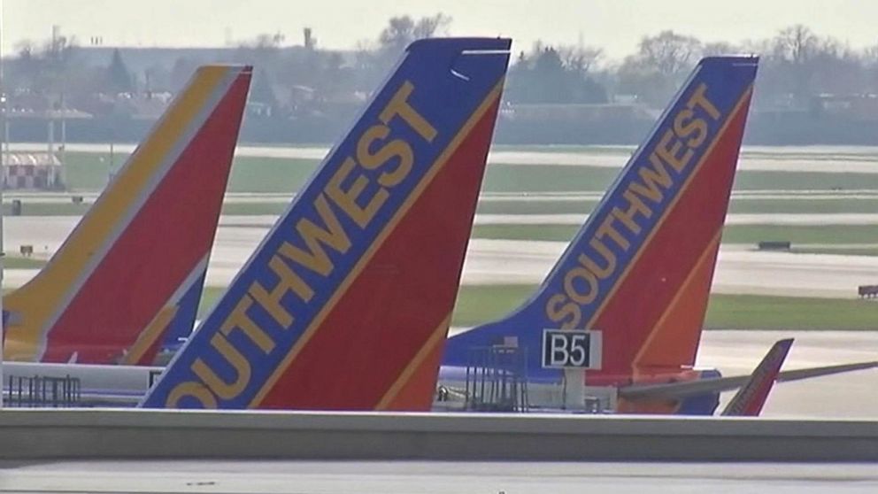 PHOTO: A Southwest Airlines flight from Chicago to Manchester was delayed when a passenger was removed for poking her snoring seatmate with a pen, April 16, 2015. 