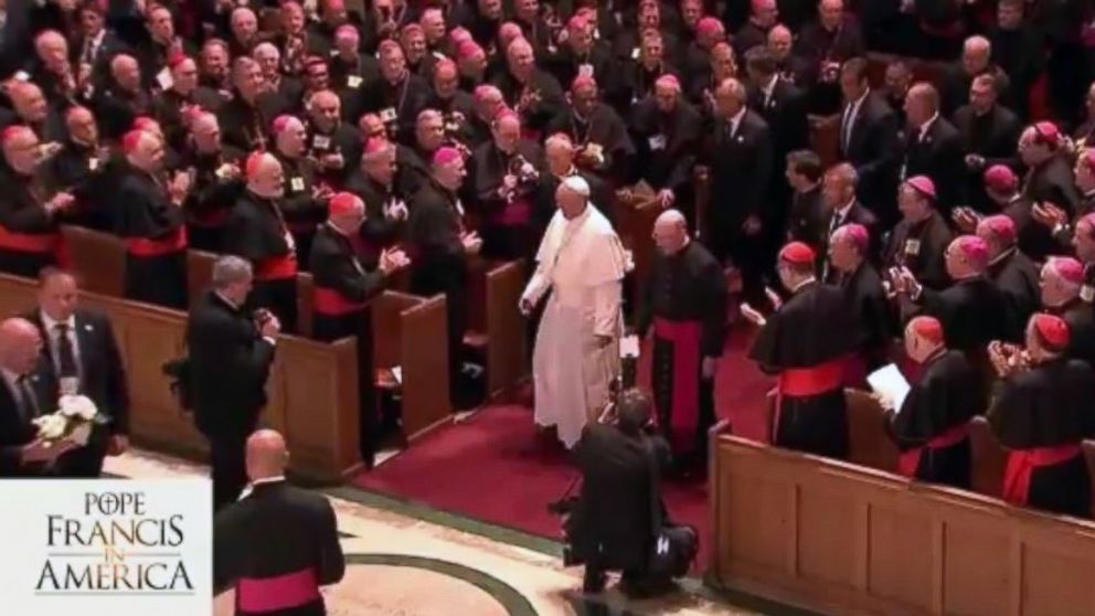 PHOTO: Pope Francis is seen before the start of the Midday Prayer Service at the Cathedral of St. Matthew, Sept. 23, 2015 in Washington.