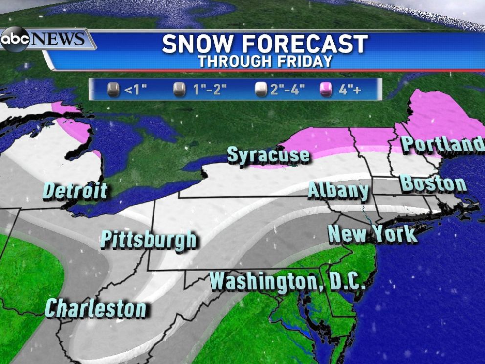 PHOTO: Here is the snow forecast for the clipper system moving from the Midwest to Northeast this week