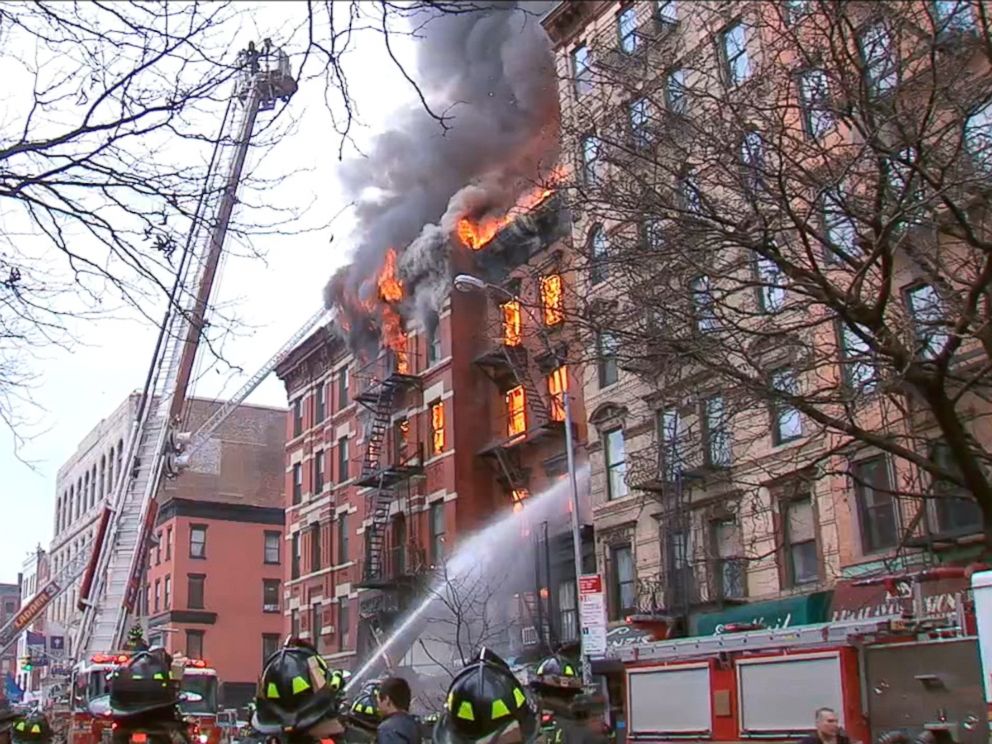 PHOTO: A building collapse and fire in lower Manhattan New York, on March 26, 2015.